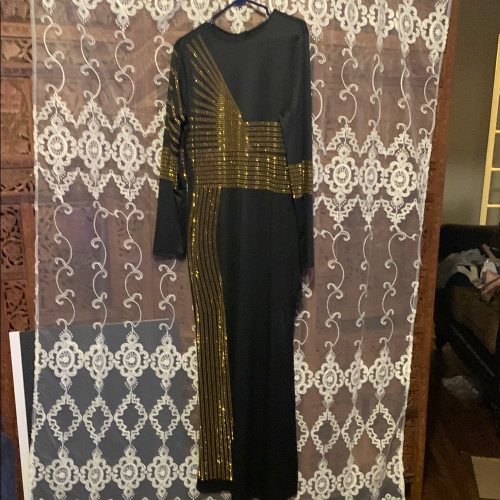 Elegant Black and Gold Women's Dress
